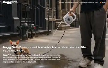 Tienda online de DoggyPro, correa para perros con depósito de agua, diseñada por GERARD