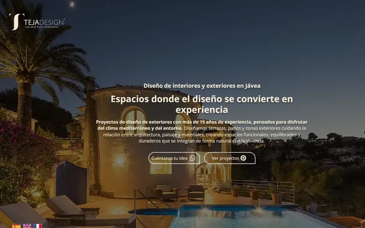 Web de Teja Design, estudio de interiorismo, diseñada por GERARD
