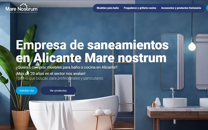 Web de Mare Nostrum, empresa de saneamientos, diseñada por GERARD
